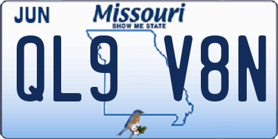 MO license plate QL9V8N