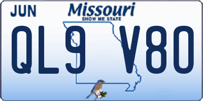 MO license plate QL9V8O