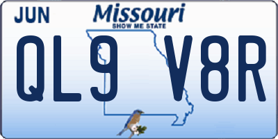 MO license plate QL9V8R