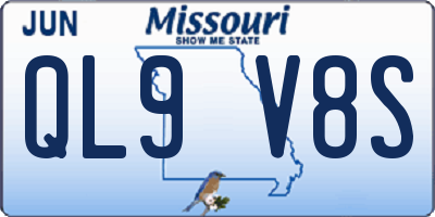 MO license plate QL9V8S