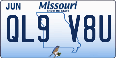 MO license plate QL9V8U
