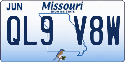 MO license plate QL9V8W