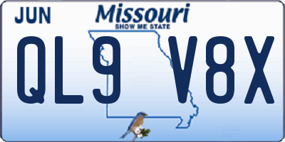 MO license plate QL9V8X