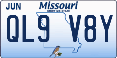 MO license plate QL9V8Y