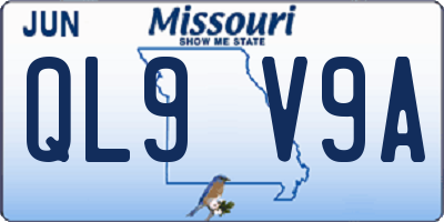 MO license plate QL9V9A
