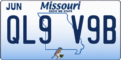 MO license plate QL9V9B