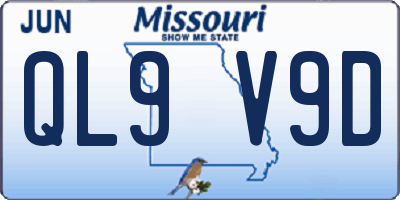 MO license plate QL9V9D