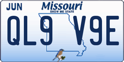 MO license plate QL9V9E