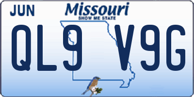 MO license plate QL9V9G