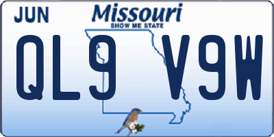MO license plate QL9V9W