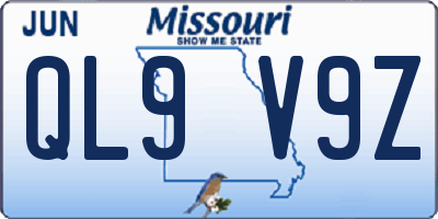 MO license plate QL9V9Z