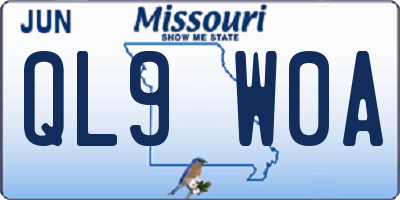MO license plate QL9W0A
