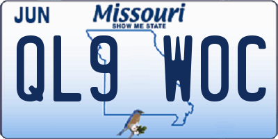 MO license plate QL9W0C
