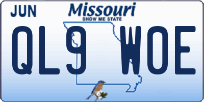 MO license plate QL9W0E