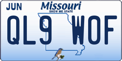 MO license plate QL9W0F