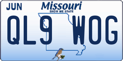 MO license plate QL9W0G