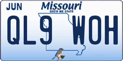 MO license plate QL9W0H