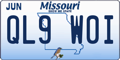 MO license plate QL9W0I
