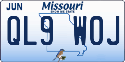 MO license plate QL9W0J