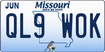 MO license plate QL9W0K