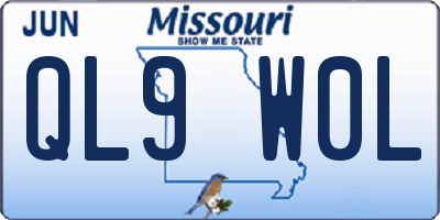 MO license plate QL9W0L