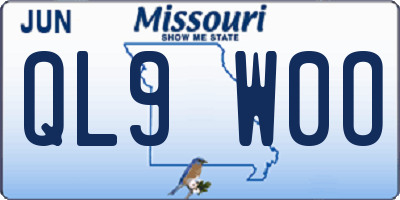 MO license plate QL9W0O