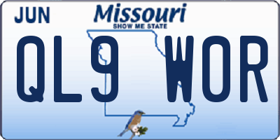 MO license plate QL9W0R