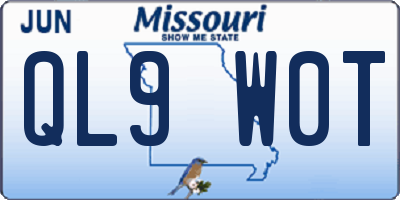 MO license plate QL9W0T
