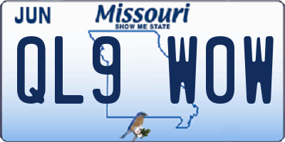 MO license plate QL9W0W