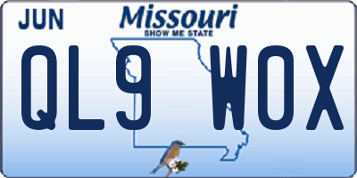 MO license plate QL9W0X