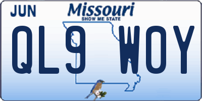 MO license plate QL9W0Y
