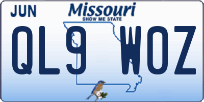 MO license plate QL9W0Z