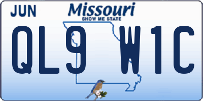 MO license plate QL9W1C
