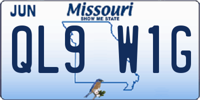 MO license plate QL9W1G
