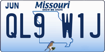 MO license plate QL9W1J