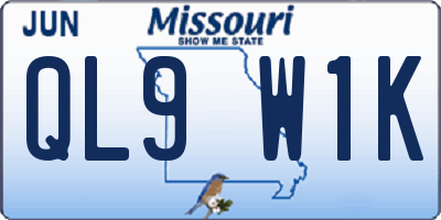 MO license plate QL9W1K