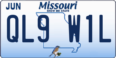 MO license plate QL9W1L