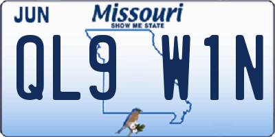 MO license plate QL9W1N