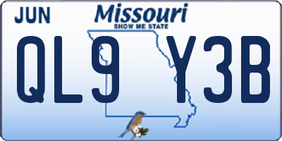 MO license plate QL9Y3B