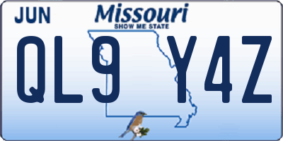 MO license plate QL9Y4Z