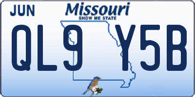 MO license plate QL9Y5B