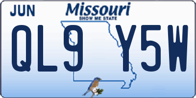 MO license plate QL9Y5W