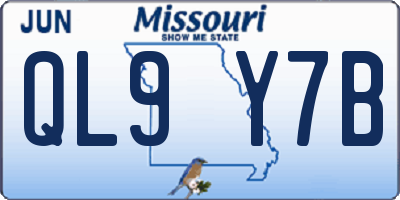 MO license plate QL9Y7B