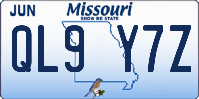 MO license plate QL9Y7Z