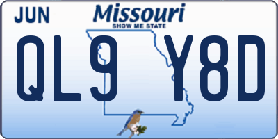 MO license plate QL9Y8D