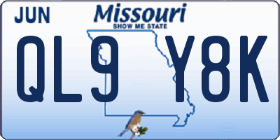 MO license plate QL9Y8K