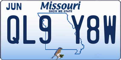 MO license plate QL9Y8W
