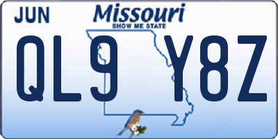MO license plate QL9Y8Z
