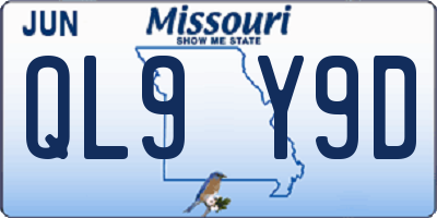 MO license plate QL9Y9D