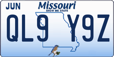 MO license plate QL9Y9Z